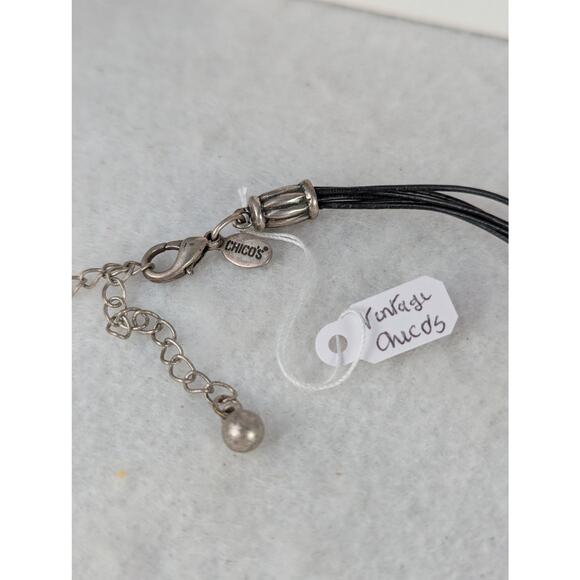 Vintage Chico's mixed metals +Leather necklace 16-20"Ethnic16-20" with extender - Picture 6 of 7